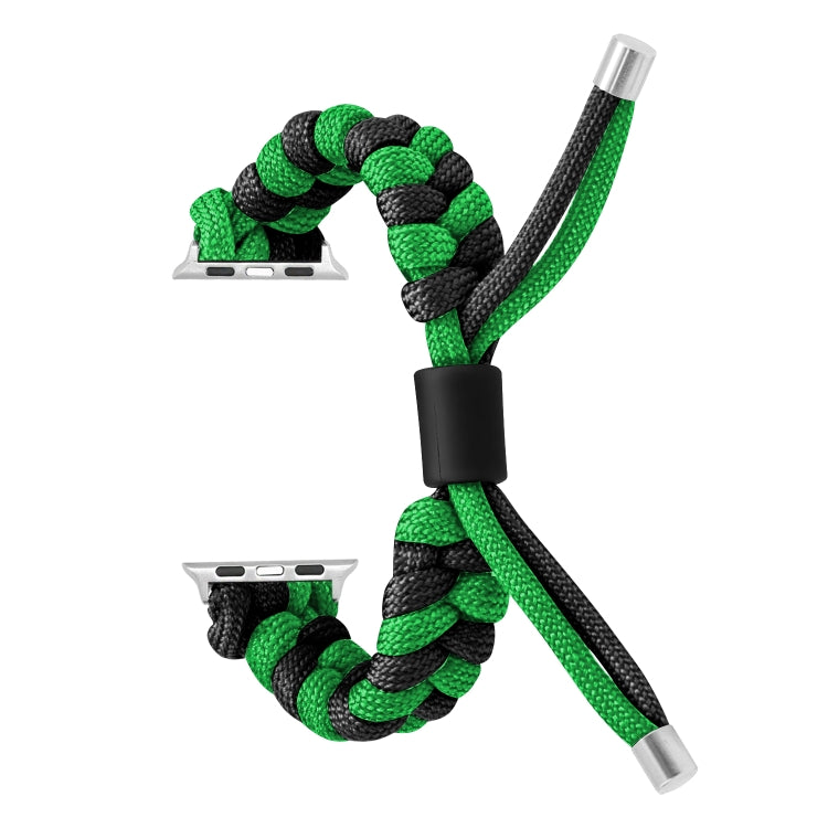 For Apple Watch Ultra 2 49mm Paracord Fishtail Braided Silicone Bead Watch Band(Black Green) - Watch Bands by PMC Jewellery | Online Shopping South Africa | PMC Jewellery | Buy Now Pay Later Mobicred