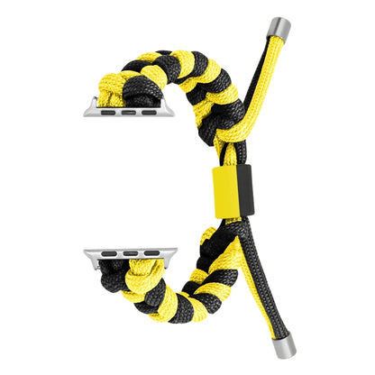 For Apple Watch Ultra 2 49mm Paracord Fishtail Braided Silicone Bead Watch Band(Black Yellow) - Watch Bands by PMC Jewellery | Online Shopping South Africa | PMC Jewellery | Buy Now Pay Later Mobicred