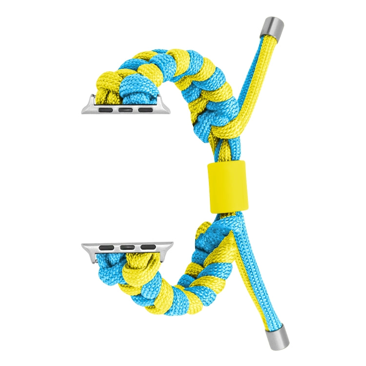 For Apple Watch Ultra 2 49mm Paracord Fishtail Braided Silicone Bead Watch Band(Light Blue Yellow) - Watch Bands by PMC Jewellery | Online Shopping South Africa | PMC Jewellery | Buy Now Pay Later Mobicred