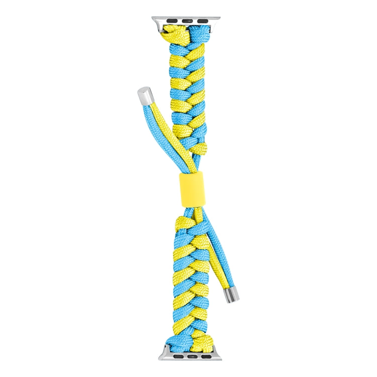 For Apple Watch Ultra 2 49mm Paracord Fishtail Braided Silicone Bead Watch Band(Light Blue Yellow) - Watch Bands by PMC Jewellery | Online Shopping South Africa | PMC Jewellery | Buy Now Pay Later Mobicred