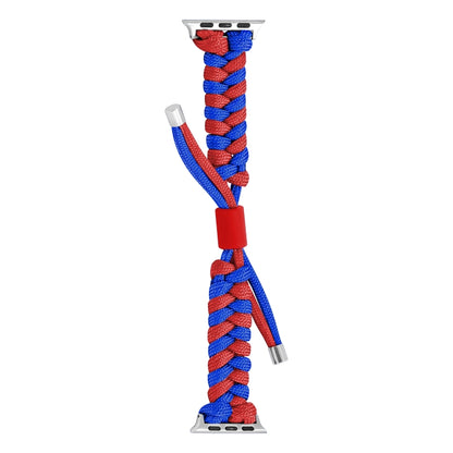 For Apple Watch Ultra 2 49mm Paracord Fishtail Braided Silicone Bead Watch Band(Blue Red) - Watch Bands by PMC Jewellery | Online Shopping South Africa | PMC Jewellery | Buy Now Pay Later Mobicred