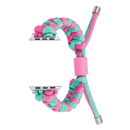 For Apple Watch Ultra 2 49mm Paracord Fishtail Braided Silicone Bead Watch Band(Rose Red Green) - Watch Bands by PMC Jewellery | Online Shopping South Africa | PMC Jewellery | Buy Now Pay Later Mobicred