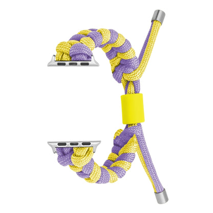 For Apple Watch Ultra 2 49mm Paracord Fishtail Braided Silicone Bead Watch Band(Purple Yellow) - Watch Bands by PMC Jewellery | Online Shopping South Africa | PMC Jewellery | Buy Now Pay Later Mobicred