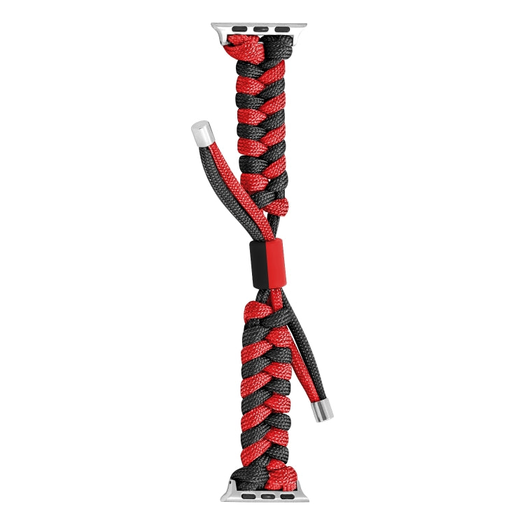 For Apple Watch Ultra 49mm Paracord Fishtail Braided Silicone Bead Watch Band(Black Red) - Watch Bands by PMC Jewellery | Online Shopping South Africa | PMC Jewellery | Buy Now Pay Later Mobicred