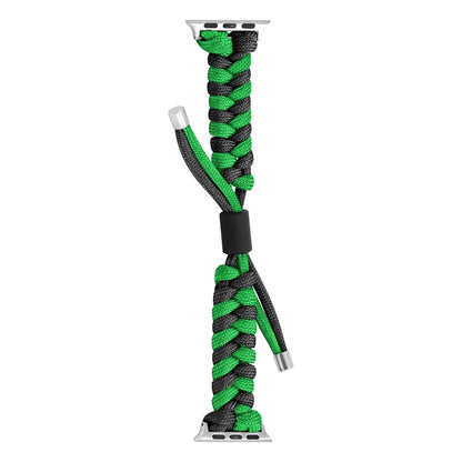 For Apple Watch Ultra 49mm Paracord Fishtail Braided Silicone Bead Watch Band(Black Green) - Watch Bands by PMC Jewellery | Online Shopping South Africa | PMC Jewellery | Buy Now Pay Later Mobicred