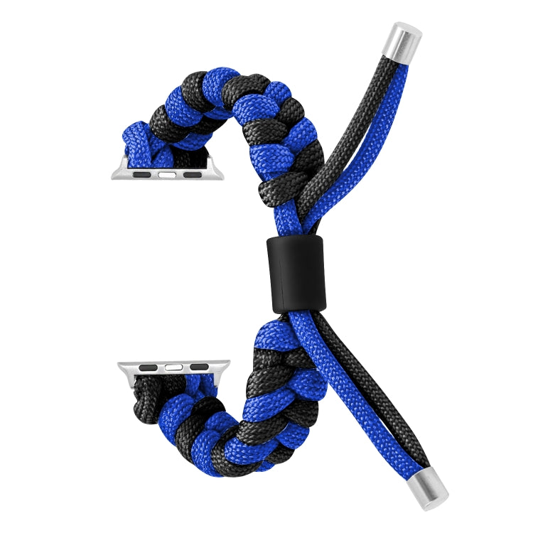 For Apple Watch Ultra 49mm Paracord Fishtail Braided Silicone Bead Watch Band(Black Blue) - Watch Bands by PMC Jewellery | Online Shopping South Africa | PMC Jewellery | Buy Now Pay Later Mobicred