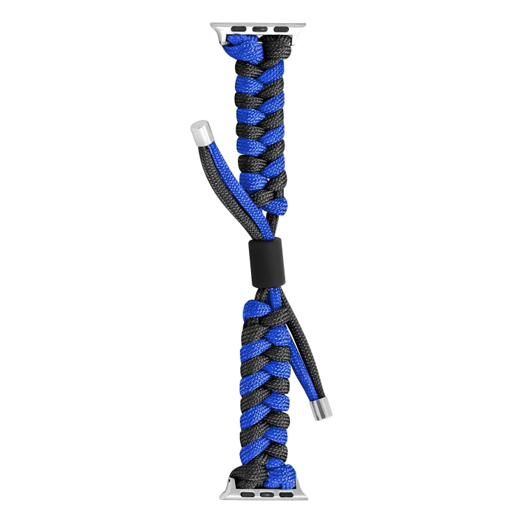 For Apple Watch Ultra 49mm Paracord Fishtail Braided Silicone Bead Watch Band(Black Blue) - Watch Bands by PMC Jewellery | Online Shopping South Africa | PMC Jewellery | Buy Now Pay Later Mobicred