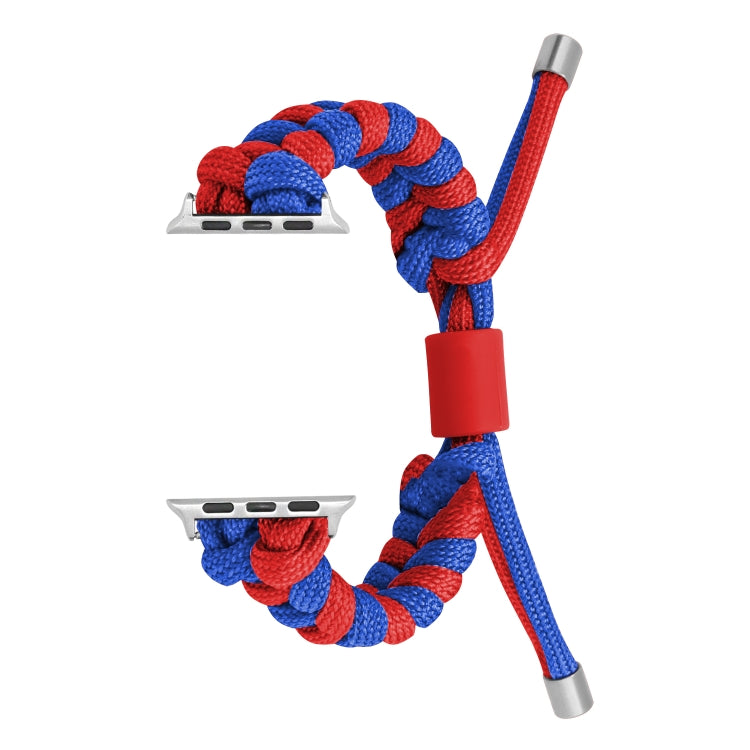 For Apple Watch Ultra 49mm Paracord Fishtail Braided Silicone Bead Watch Band(Blue Red) - Watch Bands by PMC Jewellery | Online Shopping South Africa | PMC Jewellery | Buy Now Pay Later Mobicred