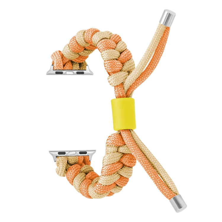 For Apple Watch Ultra 49mm Paracord Fishtail Braided Silicone Bead Watch Band(Orange Yellow) - Watch Bands by PMC Jewellery | Online Shopping South Africa | PMC Jewellery | Buy Now Pay Later Mobicred