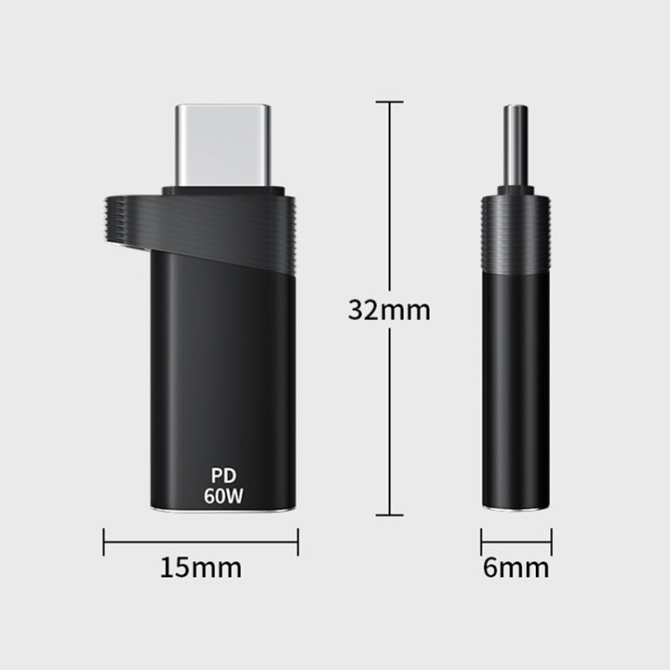 ADS-615 PD 60W USB-C/Type-C Male to 8 Pin Female Adapter(Black) - Converter & Adapter by PMC Jewellery | Online Shopping South Africa | PMC Jewellery | Buy Now Pay Later Mobicred