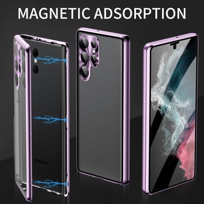 For Samsung Galaxy S24 5G HD Full Cover Magnetic Metal Tempered Glass Phone Case(Silver) - Galaxy S24 5G Cases by PMC Jewellery | Online Shopping South Africa | PMC Jewellery | Buy Now Pay Later Mobicred