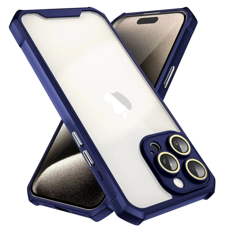 For iPhone 16 Plus Shockproof Acrylic Phone Case with Lens Glass Film(Blue) - iPhone 16 Plus Cases by PMC Jewellery | Online Shopping South Africa | PMC Jewellery | Buy Now Pay Later Mobicred