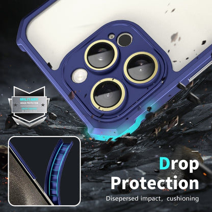 For iPhone 16 Shockproof Acrylic Phone Case with Lens Glass Film(Blue) - iPhone 16 Cases by PMC Jewellery | Online Shopping South Africa | PMC Jewellery | Buy Now Pay Later Mobicred