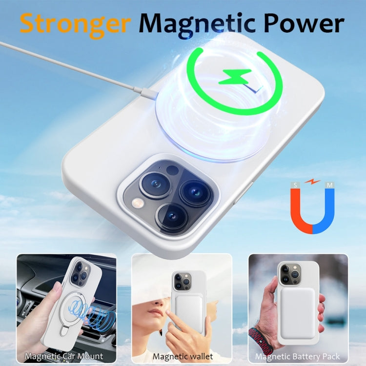 For iPhone 16 Pro Max Liquid Silicone MagSafe Magnetic Phone Case with Ring Holder(White) - iPhone 16 Pro Max Cases by PMC Jewellery | Online Shopping South Africa | PMC Jewellery | Buy Now Pay Later Mobicred