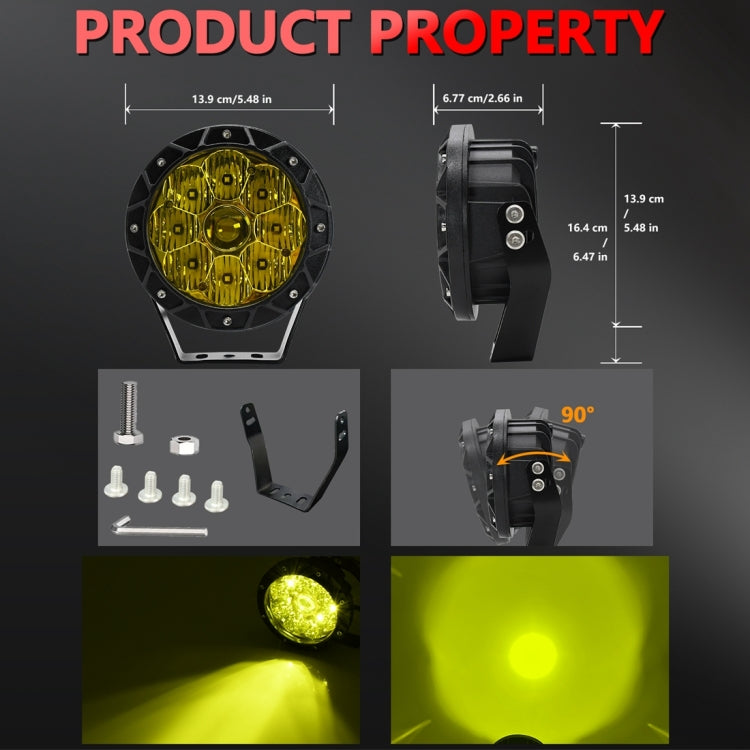 E16 38W 4000LM / 6000K 5 inch Off-road Vehicle Round Work Light(Yellow Light) - Work Lights by PMC Jewellery | Online Shopping South Africa | PMC Jewellery | Buy Now Pay Later Mobicred