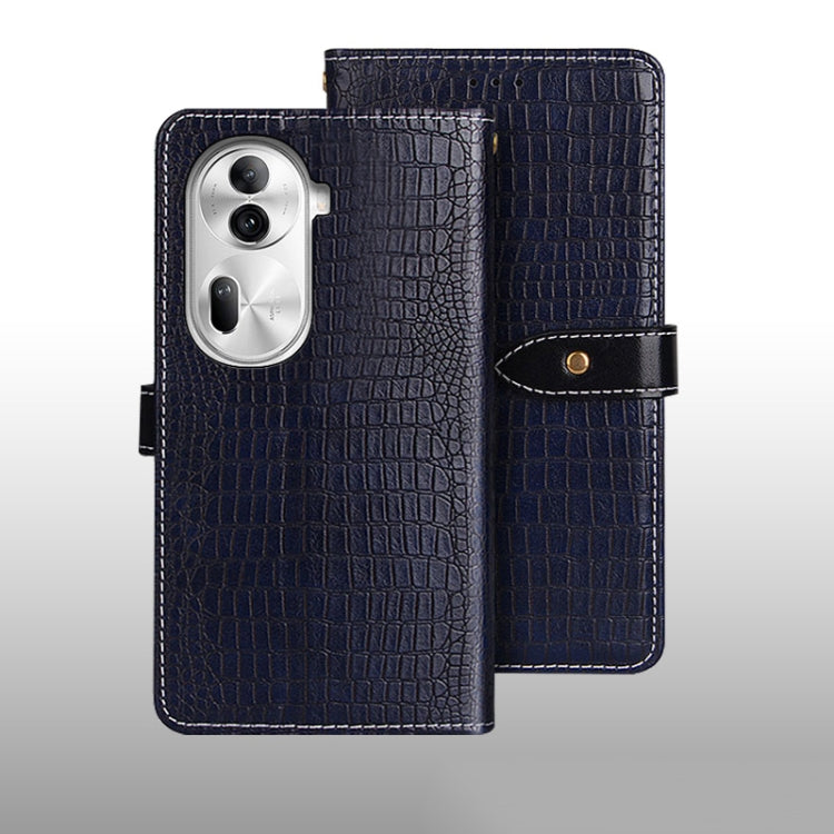 For OPPO Reno11 Pro 5G Global idewei Crocodile Texture Leather Phone Case(Dark Blue) - Reno11 Pro Cases by idewei | Online Shopping South Africa | PMC Jewellery | Buy Now Pay Later Mobicred