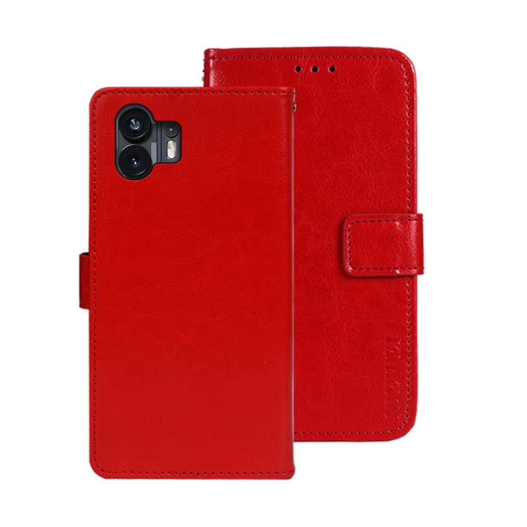 For Nothing Phone 2 idewei Crazy Horse Texture Leather Phone Case with Holder(Red) - More Brand by idewei | Online Shopping South Africa | PMC Jewellery | Buy Now Pay Later Mobicred