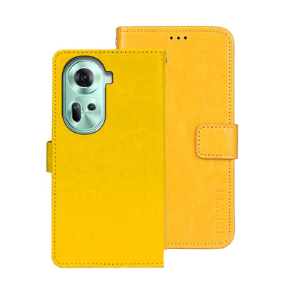 For OPPO Reno11 5G Global idewei Crazy Horse Texture Leather Phone Case with Holder(Yellow) - Reno11 Cases by idewei | Online Shopping South Africa | PMC Jewellery | Buy Now Pay Later Mobicred