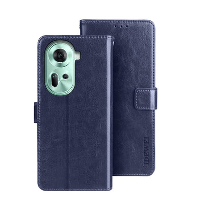 For OPPO Reno11 5G Global idewei Crazy Horse Texture Leather Phone Case with Holder(Blue) - Reno11 Cases by idewei | Online Shopping South Africa | PMC Jewellery | Buy Now Pay Later Mobicred