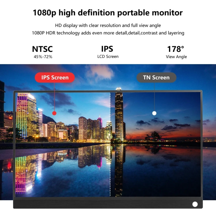 15.6 inch HDR 1080P IPS Screen Portable Monitor(No Charger) - LCD Monitors by PMC Jewellery | Online Shopping South Africa | PMC Jewellery | Buy Now Pay Later Mobicred