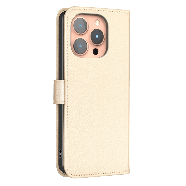 For iPhone 16 Pro Four-leaf Embossed Leather Phone Case(Gold) - iPhone 16 Pro Cases by PMC Jewellery | Online Shopping South Africa | PMC Jewellery | Buy Now Pay Later Mobicred