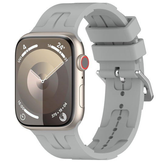 For Apple Watch Series 6 40mm H Texture Silicone Ladder Buckle Watch Band(Grey) - Watch Bands by PMC Jewellery | Online Shopping South Africa | PMC Jewellery