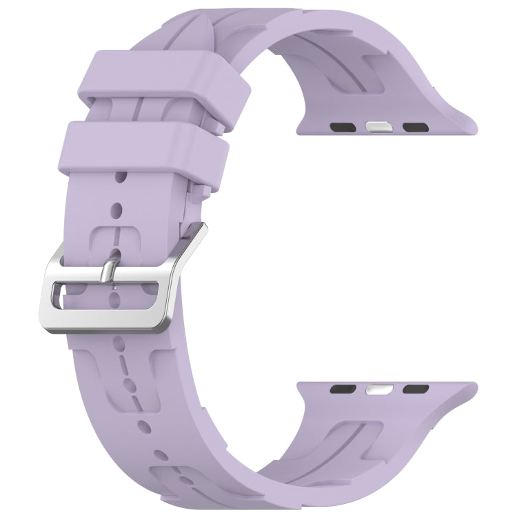 For Apple Watch Series 2 42mm H Texture Silicone Ladder Buckle Watch Band(Purple) - Watch Bands by PMC Jewellery | Online Shopping South Africa | PMC Jewellery