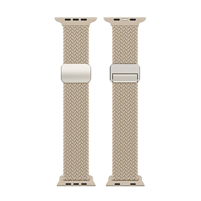 For Apple Watch SE 2023 44mm DUX DUCIS Mixture Pro Series Magnetic Buckle Nylon Braid Watch Band(Beige) - Watch Bands by DUX DUCIS | Online Shopping South Africa | PMC Jewellery | Buy Now Pay Later Mobicred