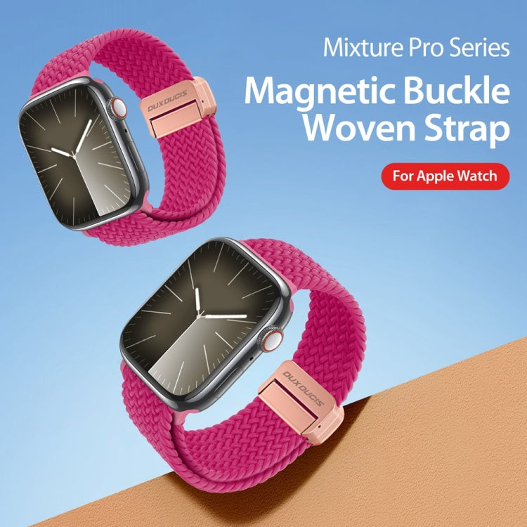 For Apple Watch Series 9 41mm DUX DUCIS Mixture Pro Series Magnetic Buckle Nylon Braid Watch Band(Raspberry Color) - Watch Bands by DUX DUCIS | Online Shopping South Africa | PMC Jewellery | Buy Now Pay Later Mobicred