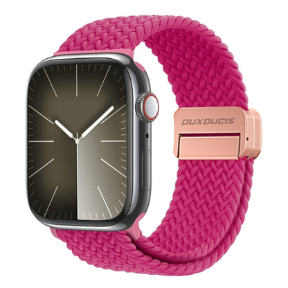 For Apple Watch Series 8 41mm DUX DUCIS Mixture Pro Series Magnetic Buckle Nylon Braid Watch Band(Raspberry Color) - Watch Bands by DUX DUCIS | Online Shopping South Africa | PMC Jewellery | Buy Now Pay Later Mobicred