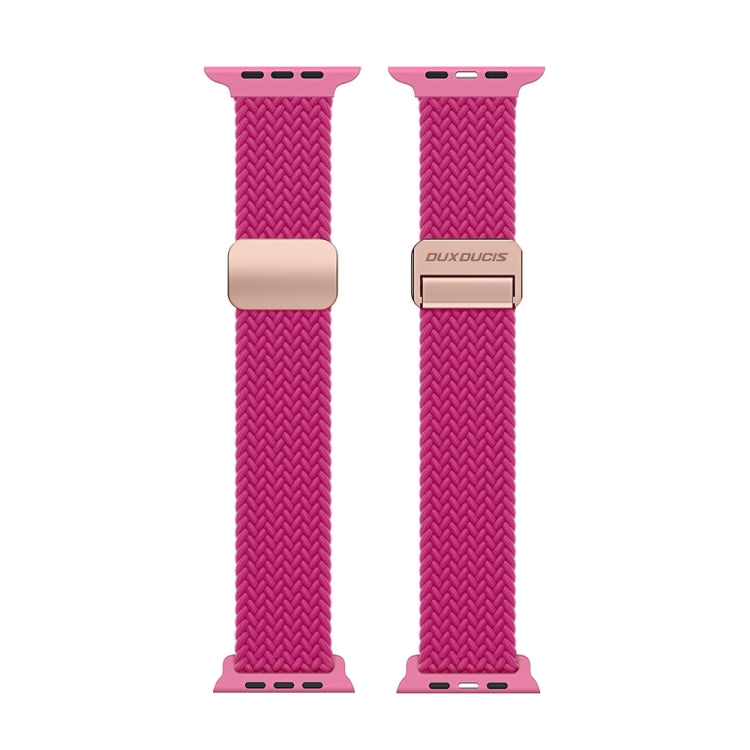 For Apple Watch SE 2022 44mm DUX DUCIS Mixture Pro Series Magnetic Buckle Nylon Braid Watch Band(Raspberry Color) - Watch Bands by DUX DUCIS | Online Shopping South Africa | PMC Jewellery | Buy Now Pay Later Mobicred