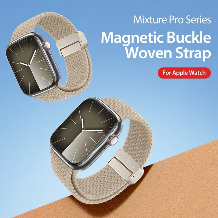 For Apple Watch Series 7 45mm DUX DUCIS Mixture Pro Series Magnetic Buckle Nylon Braid Watch Band(Beige) - Watch Bands by DUX DUCIS | Online Shopping South Africa | PMC Jewellery | Buy Now Pay Later Mobicred