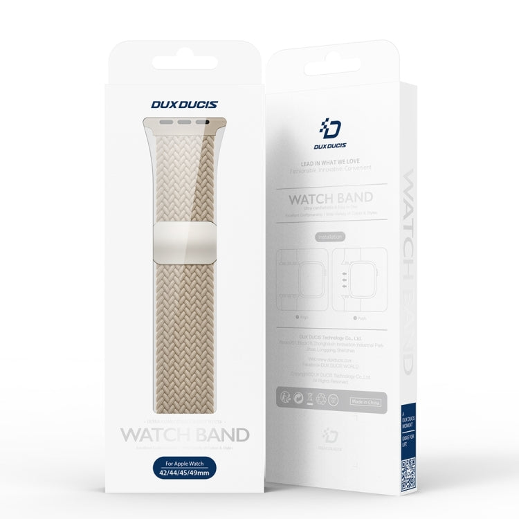 For Apple Watch Series 10 42mm DUX DUCIS Mixture Pro Series Magnetic Buckle Nylon Braid Watch Band(Beige) - Watch Bands by DUX DUCIS | Online Shopping South Africa | PMC Jewellery | Buy Now Pay Later Mobicred