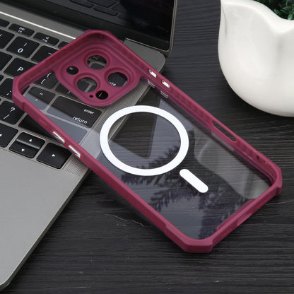 For iPhone 16 Pro Colorful Two-Color Lens Film MagSafe Magnetic Horn Acrylic+TPU Case(Red) - iPhone 16 Pro Cases by PMC Jewellery | Online Shopping South Africa | PMC Jewellery | Buy Now Pay Later Mobicred