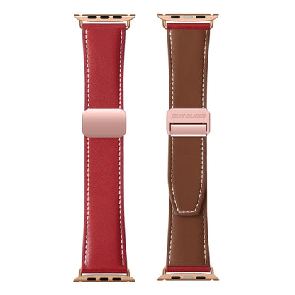 For Apple Watch SE 2023 44mm DUX DUCIS YA Series Magnetic Buckle Genuine Leather Watch Band(Red) - Watch Bands by DUX DUCIS | Online Shopping South Africa | PMC Jewellery | Buy Now Pay Later Mobicred