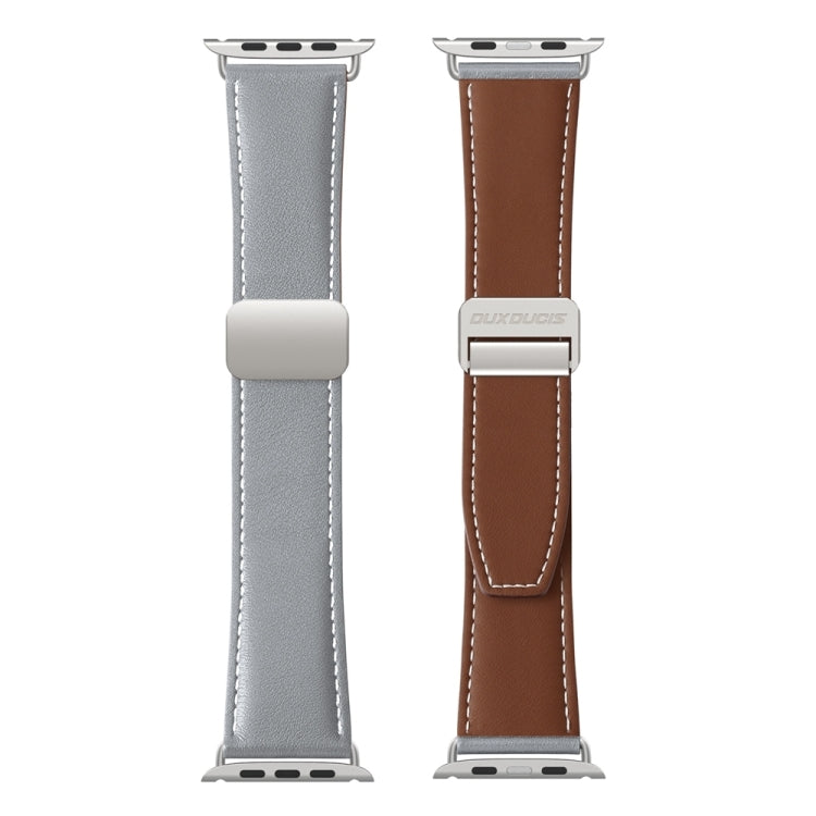 For Apple Watch SE 2023 40mm DUX DUCIS YA Series Magnetic Buckle Genuine Leather Watch Band(Grey) - Watch Bands by DUX DUCIS | Online Shopping South Africa | PMC Jewellery | Buy Now Pay Later Mobicred