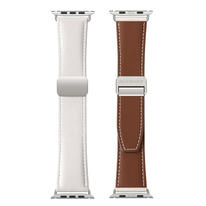 For Apple Watch Ultra 2 49mm DUX DUCIS YA Series Magnetic Buckle Genuine Leather Watch Band(White) - Watch Bands by DUX DUCIS | Online Shopping South Africa | PMC Jewellery | Buy Now Pay Later Mobicred