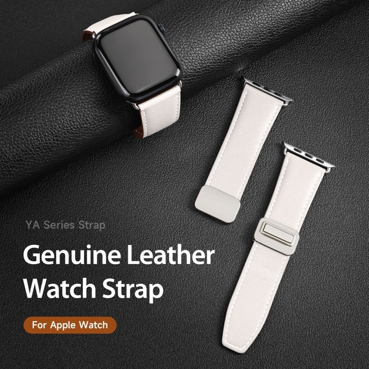 For Apple Watch Series 9 41mm DUX DUCIS YA Series Magnetic Buckle Genuine Leather Watch Band(White) - Watch Bands by DUX DUCIS | Online Shopping South Africa | PMC Jewellery | Buy Now Pay Later Mobicred