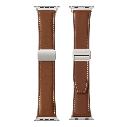 For Apple Watch Ultra 49mm DUX DUCIS YA Series Magnetic Buckle Genuine Leather Watch Band(Brown) - Watch Bands by DUX DUCIS | Online Shopping South Africa | PMC Jewellery | Buy Now Pay Later Mobicred