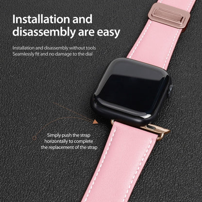 For Apple Watch Ultra 49mm DUX DUCIS YA Series Magnetic Buckle Genuine Leather Watch Band(Pink) - Watch Bands by DUX DUCIS | Online Shopping South Africa | PMC Jewellery | Buy Now Pay Later Mobicred