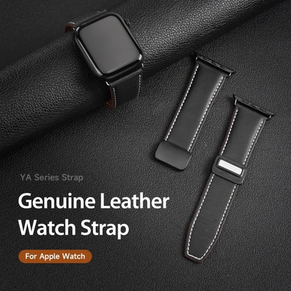 For Apple Watch Series 8 41mm DUX DUCIS YA Series Magnetic Buckle Genuine Leather Watch Band(Black) - Watch Bands by DUX DUCIS | Online Shopping South Africa | PMC Jewellery | Buy Now Pay Later Mobicred