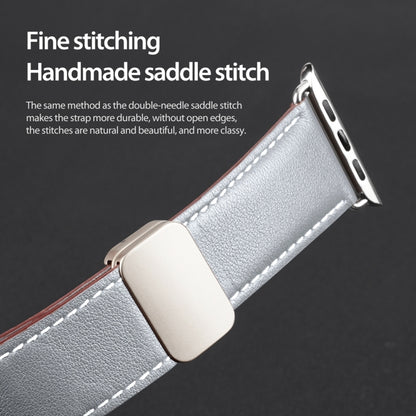 For Apple Watch Series 8 41mm DUX DUCIS YA Series Magnetic Buckle Genuine Leather Watch Band(Grey) - Watch Bands by DUX DUCIS | Online Shopping South Africa | PMC Jewellery | Buy Now Pay Later Mobicred