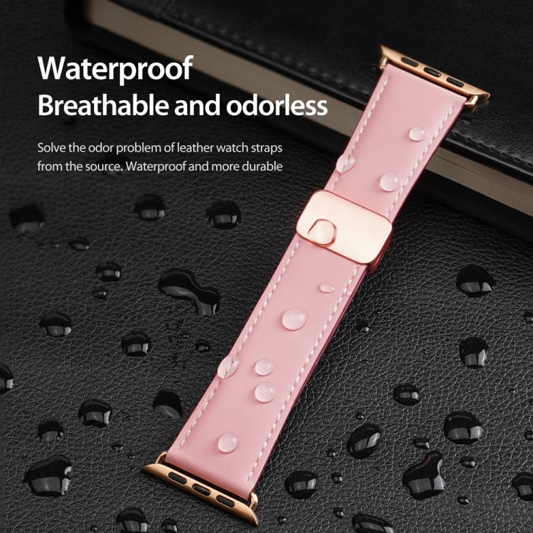 For Apple Watch Series 8 41mm DUX DUCIS YA Series Magnetic Buckle Genuine Leather Watch Band(Pink) - Watch Bands by DUX DUCIS | Online Shopping South Africa | PMC Jewellery | Buy Now Pay Later Mobicred