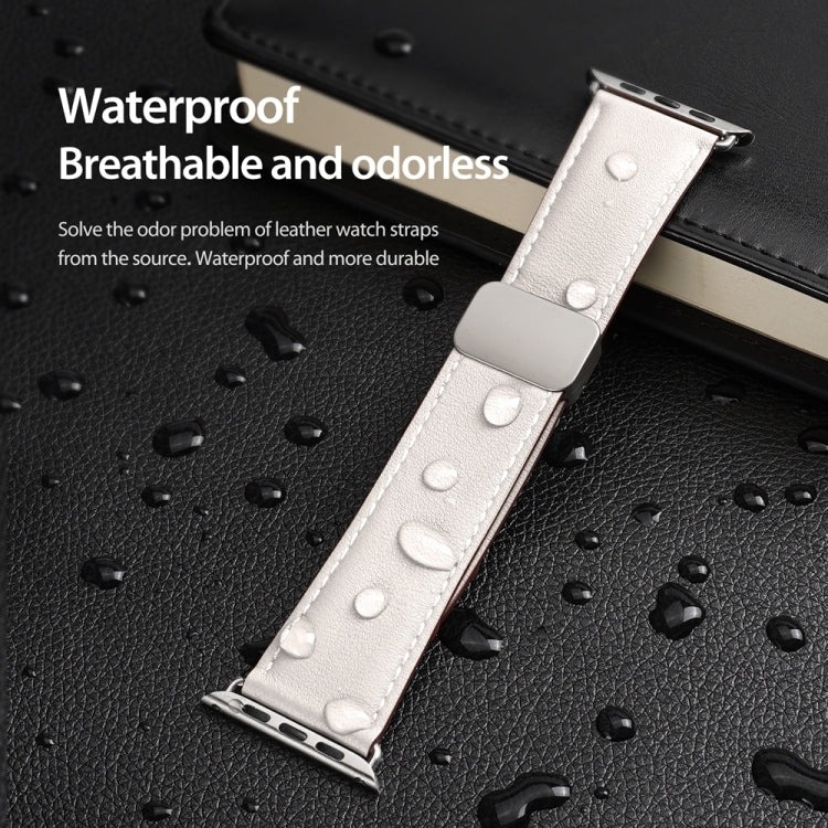 For Apple Watch Series 8 41mm DUX DUCIS YA Series Magnetic Buckle Genuine Leather Watch Band(White) - Watch Bands by DUX DUCIS | Online Shopping South Africa | PMC Jewellery | Buy Now Pay Later Mobicred