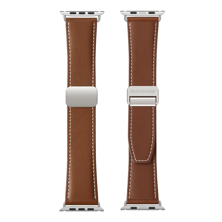 For Apple Watch SE 2022 44mm DUX DUCIS YA Series Magnetic Buckle Genuine Leather Watch Band(Brown) - Watch Bands by DUX DUCIS | Online Shopping South Africa | PMC Jewellery | Buy Now Pay Later Mobicred