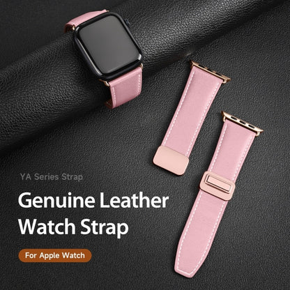 For Apple Watch SE 40mm DUX DUCIS YA Series Magnetic Buckle Genuine Leather Watch Band(Pink) - Watch Bands by DUX DUCIS | Online Shopping South Africa | PMC Jewellery | Buy Now Pay Later Mobicred