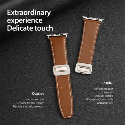 For Apple Watch Series 6 44mm DUX DUCIS YA Series Magnetic Buckle Genuine Leather Watch Band(Brown) - Watch Bands by DUX DUCIS | Online Shopping South Africa | PMC Jewellery | Buy Now Pay Later Mobicred