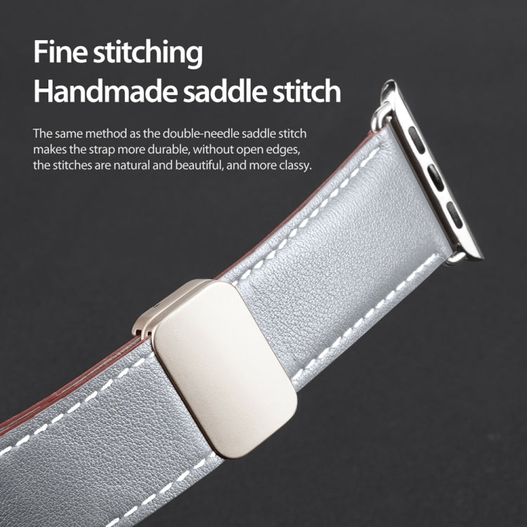 For Apple Watch Series 6 44mm DUX DUCIS YA Series Magnetic Buckle Genuine Leather Watch Band(Grey) - Watch Bands by DUX DUCIS | Online Shopping South Africa | PMC Jewellery | Buy Now Pay Later Mobicred