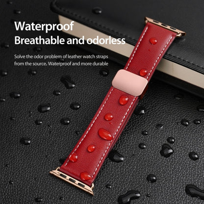 For Apple Watch Series 6 44mm DUX DUCIS YA Series Magnetic Buckle Genuine Leather Watch Band(Red) - Watch Bands by DUX DUCIS | Online Shopping South Africa | PMC Jewellery | Buy Now Pay Later Mobicred