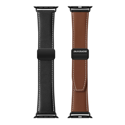 For Apple Watch Series 5 44mm DUX DUCIS YA Series Magnetic Buckle Genuine Leather Watch Band(Black) - Watch Bands by DUX DUCIS | Online Shopping South Africa | PMC Jewellery | Buy Now Pay Later Mobicred